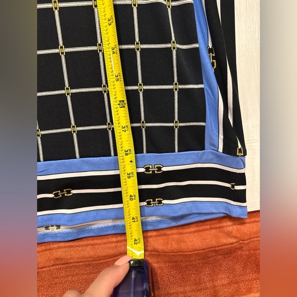 Michael Michael Kors Dress 2X Navy Chain Grid Print Shift Midi NWT - Picture 7 of 11